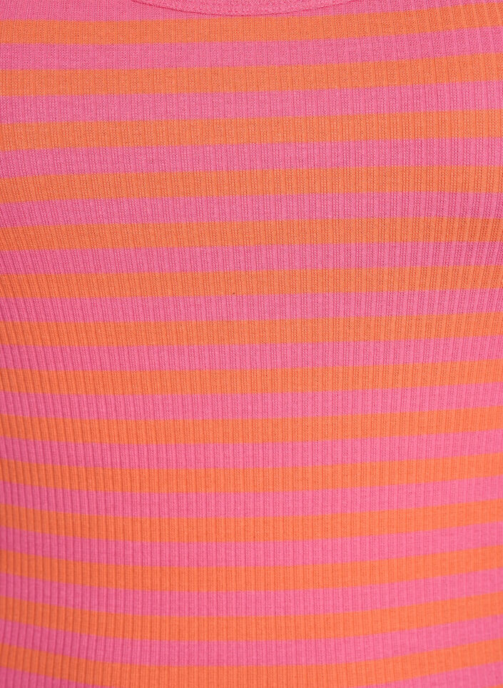 Striped tank top with a rib structure, Coral, Packshot image number 2