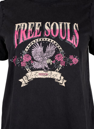 Organic cotton T-shirt with eagle motif, Grey Free Souls, Packshot image number 2