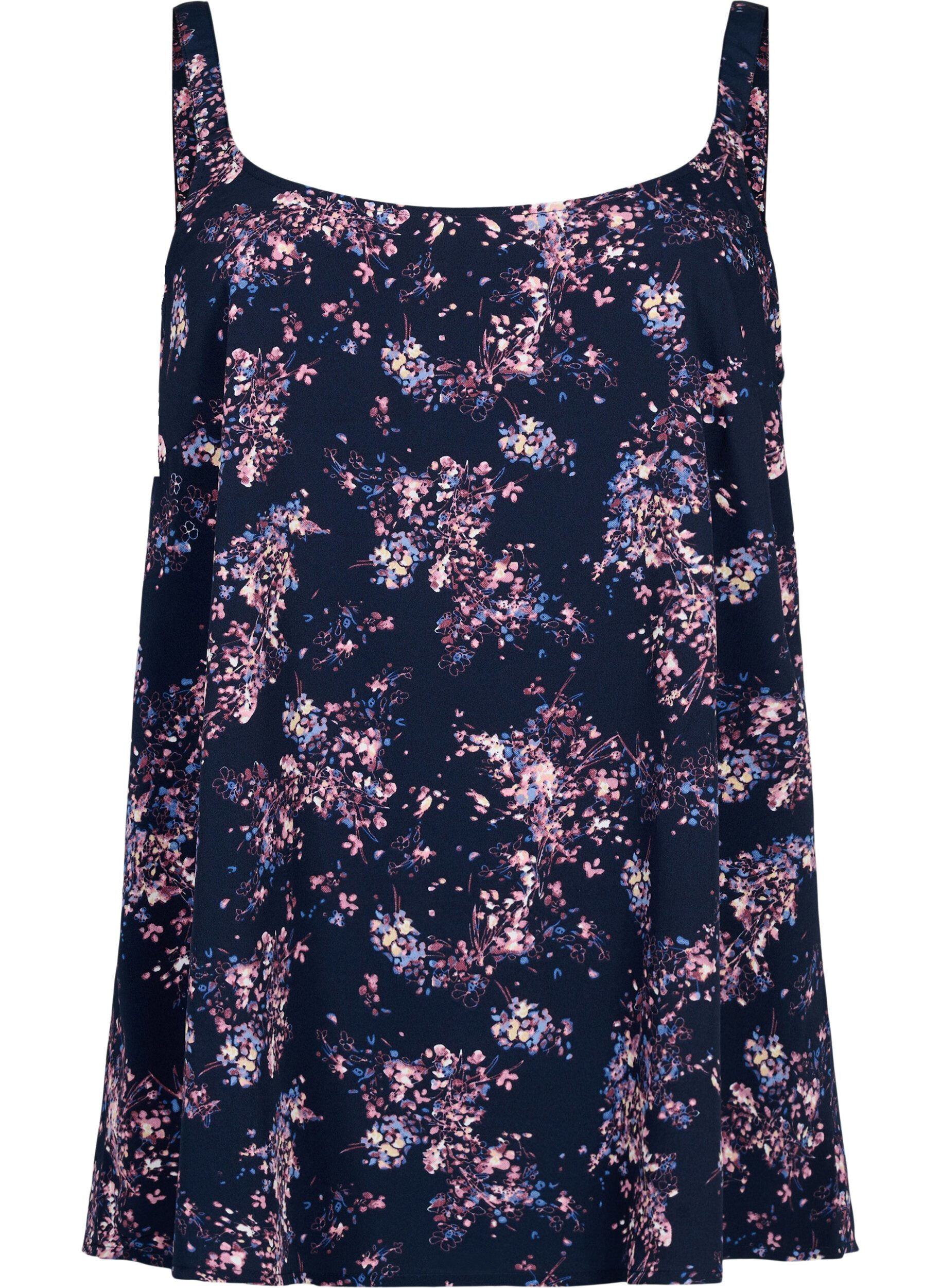 Zizzifashion FLASH - Top with print, Navy Rose Flower, Packshot image number 0