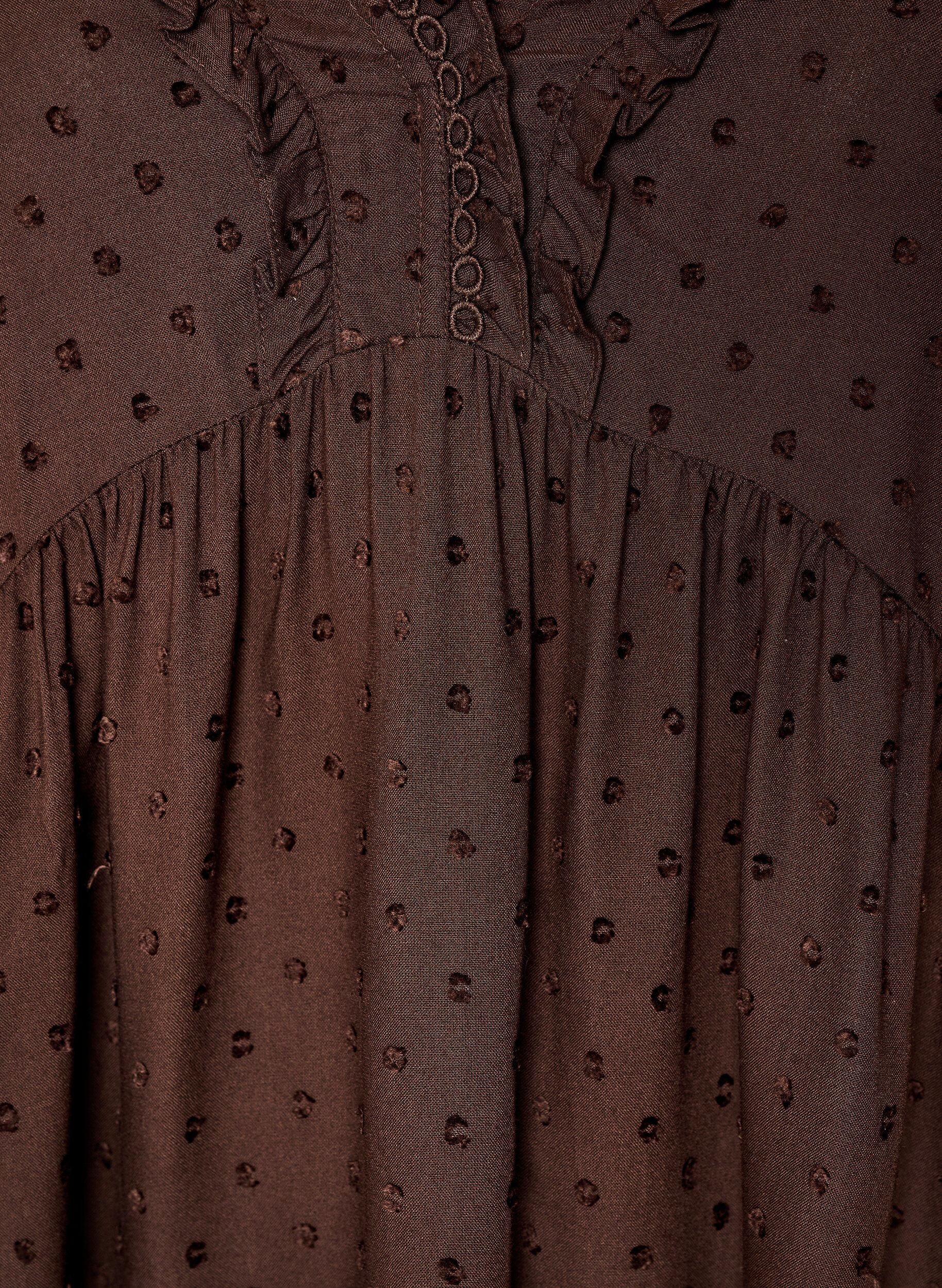ZizzifashionViscose blouse with a dotted texture and V-neck, Brown, Packshot image number 2