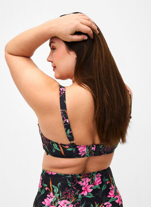 Printed bikini top, Palm Leaf AOP, Model image number 1