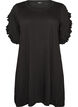 Nightgown in organic cotton with ruffle sleeves, Black, Packshot image number 0