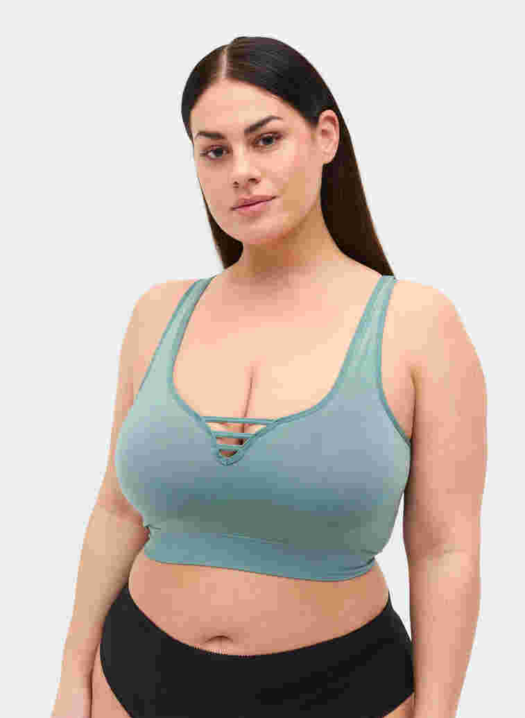 Lightly padded bra with string details, Arctic, Model