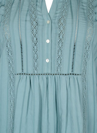 Striped viscose dress with lace ribbons, Smoke Blue, Packshot image number 2