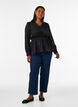 Shiny viscose blouse with peplum effect, Black, Model image number 1