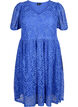 Short-sleeved lace dress with v-neck, Dazzling Blue, Packshot image number 0
