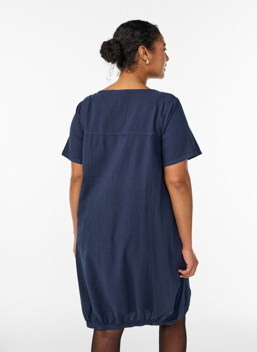 Short-sleeved cotton dress, Blue, Model image number 2