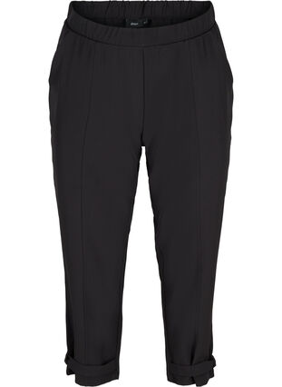 Cropped trousers with creases, Black, Packshot image number 0