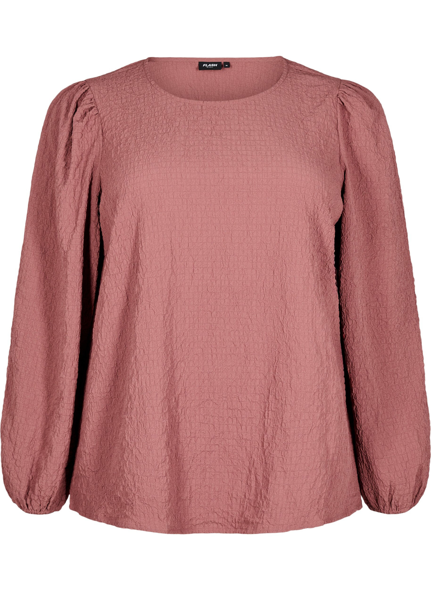 Zizzifashion FLASH - Long-sleeved blouse with round neck, Rose Brown, Packshot image number 0