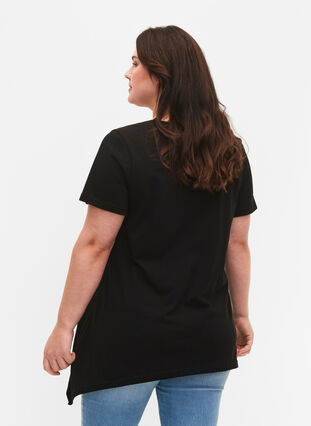 Cotton t-shirt with short sleeves, Black LOVE, Model image number 1
