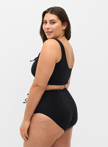 Bikini bottom with high waist and drawstring, Black, Model image number 1