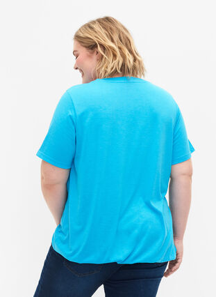 Melange t-shirt with elasticated edge, Blue Atoll Mél, Model image number 1