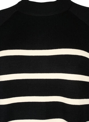 Striped knit dress with turtleneck, Black Comb, Packshot image number 2