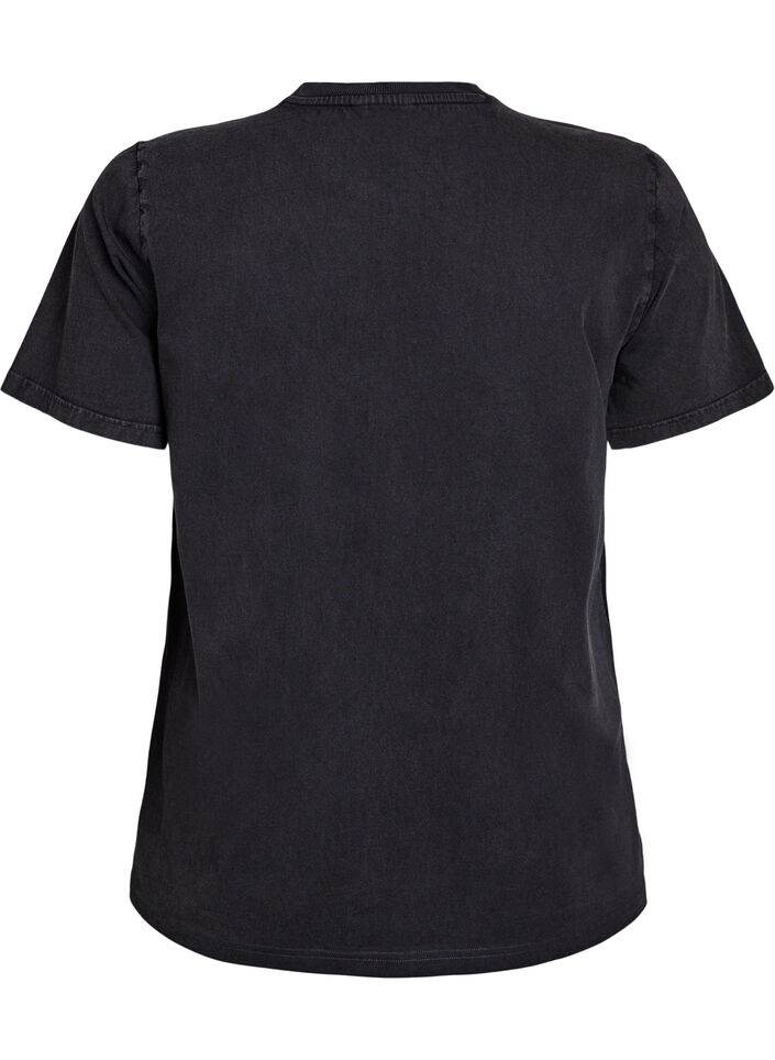 T-shirt in organic cotton with statement print, Grey, Packshot image number 1