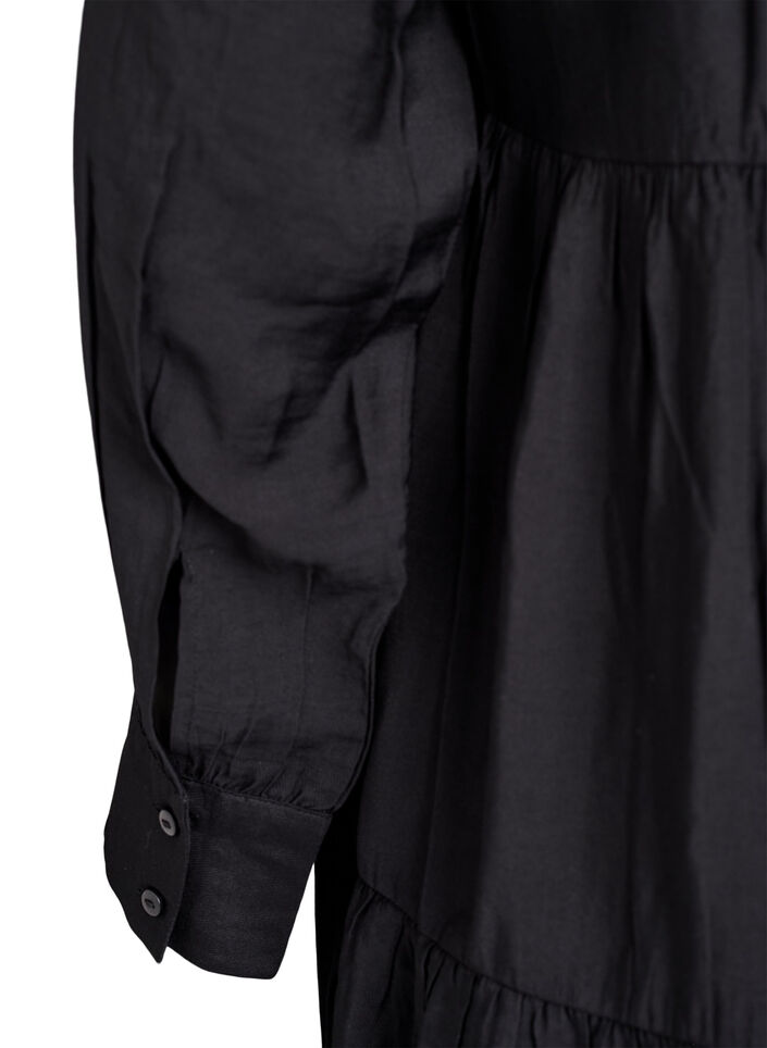 A-line dress with ruffle collar, Black, Packshot image number 3