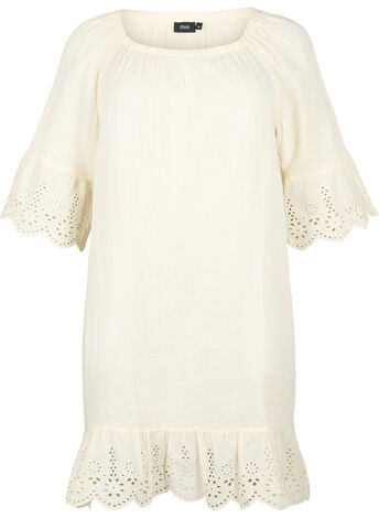 Cotton dress with broderie anglaise