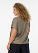Jersey blouse with textured stripes and a smocked hem, Brown, Model image number 2