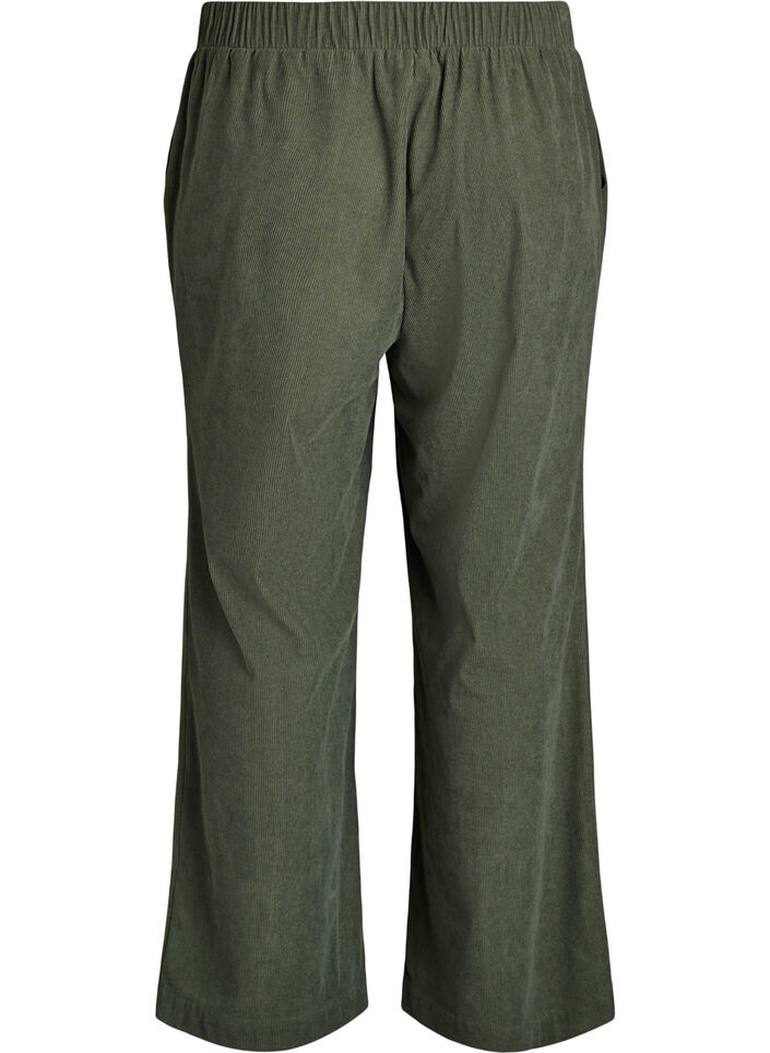 Velvet trousers with a wide leg, Green, Packshot image number 1