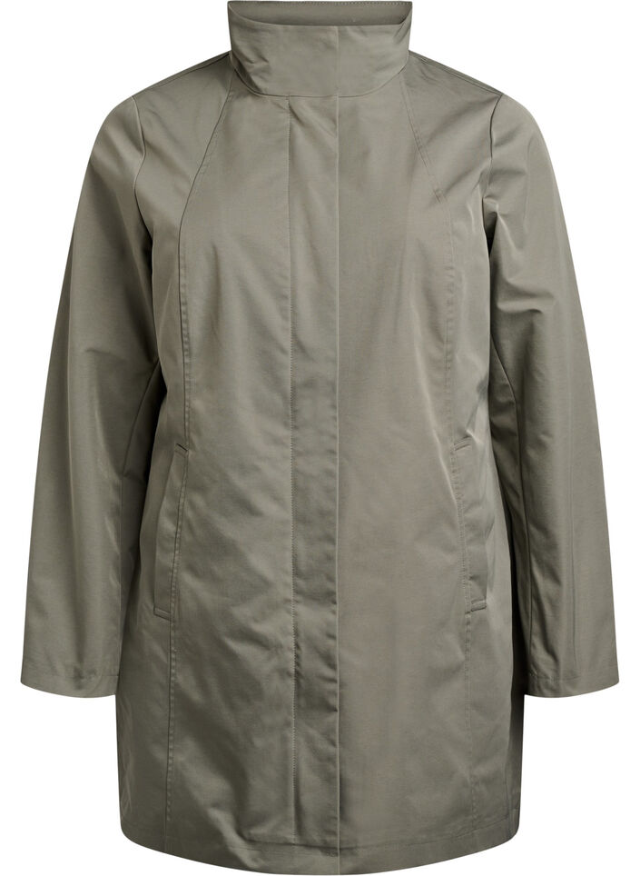 Jacket with pockets and high collar, Green, Packshot image number 0