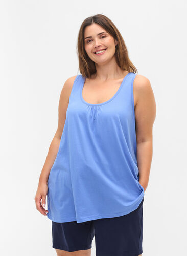 Sleeveless A-line top, Wedgewood, Model image number 0