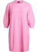 Knitted dress with 3/4 sleeves and a round neck, B. Pink White Mel., Packshot image number 0