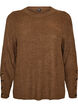 Knitted blouse with ribbed texture and button details, Brown, Packshot image number 0