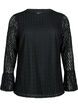 Lace blouse with ruffled sleeves, Black, Packshot image number 0