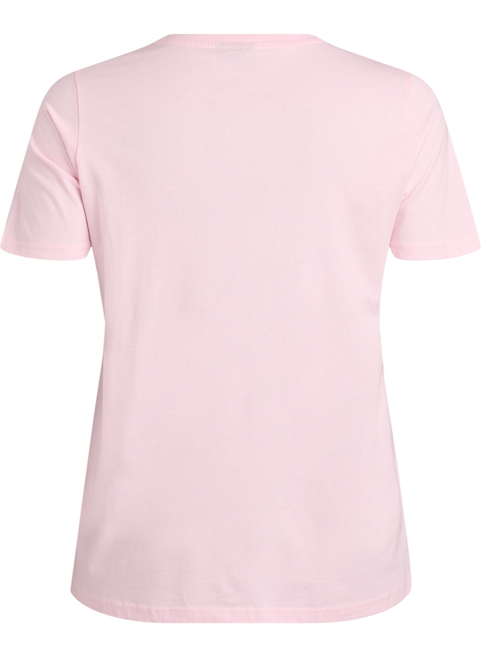 Zizzifashion Cotton t-shirt with a decorative front detail, Pink, Packshot image number 1