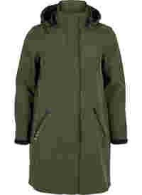 Long, hooded softshell jacket