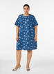 A-line denim dress with floral pattern, Blue, Model image number 1