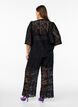 Lace trousers with a high waist and pockets, Black, Model image number 1