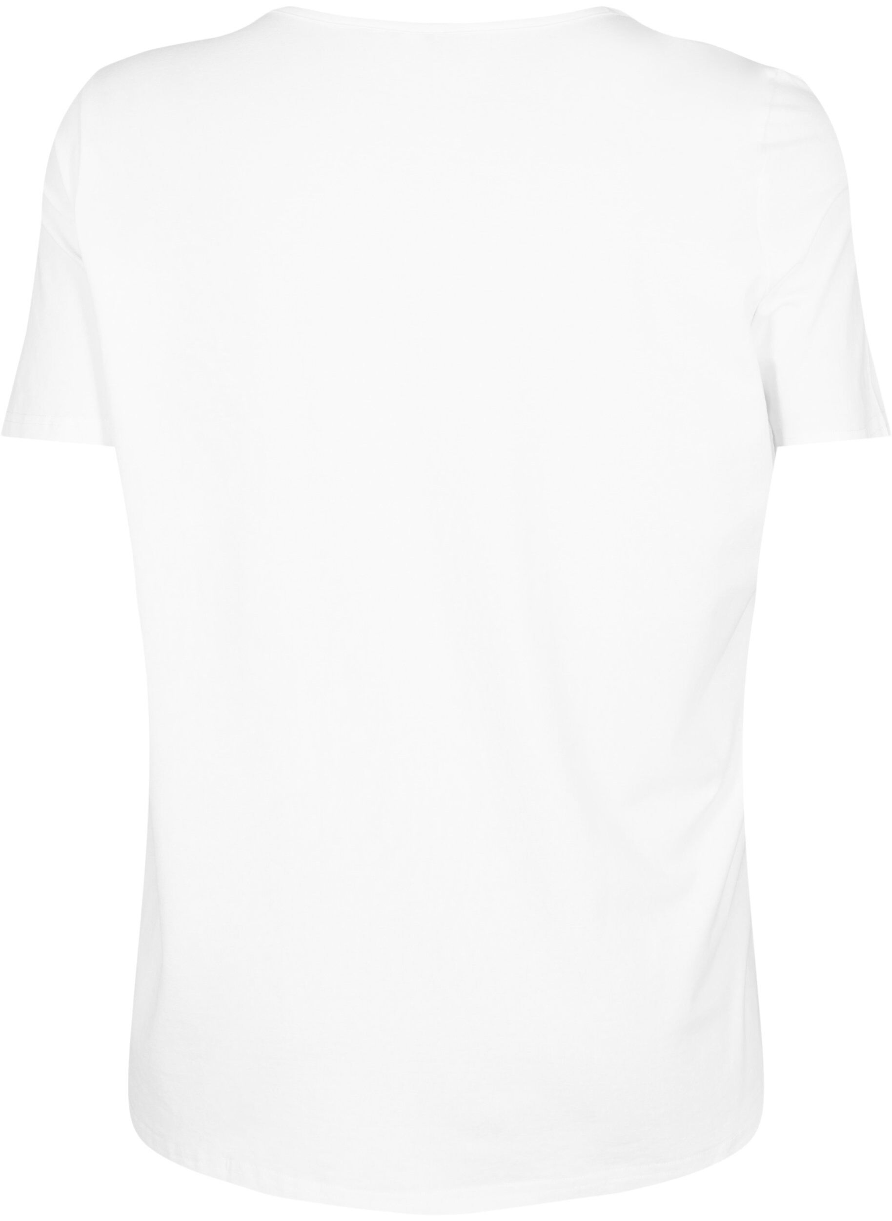 Zizzifashion T-shirt with v-neck and cross detail, Warm Off-white, Packshot image number 1