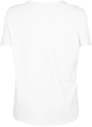 T-shirt with v-neck and cross detail, Warm Off-white, Packshot image number 1