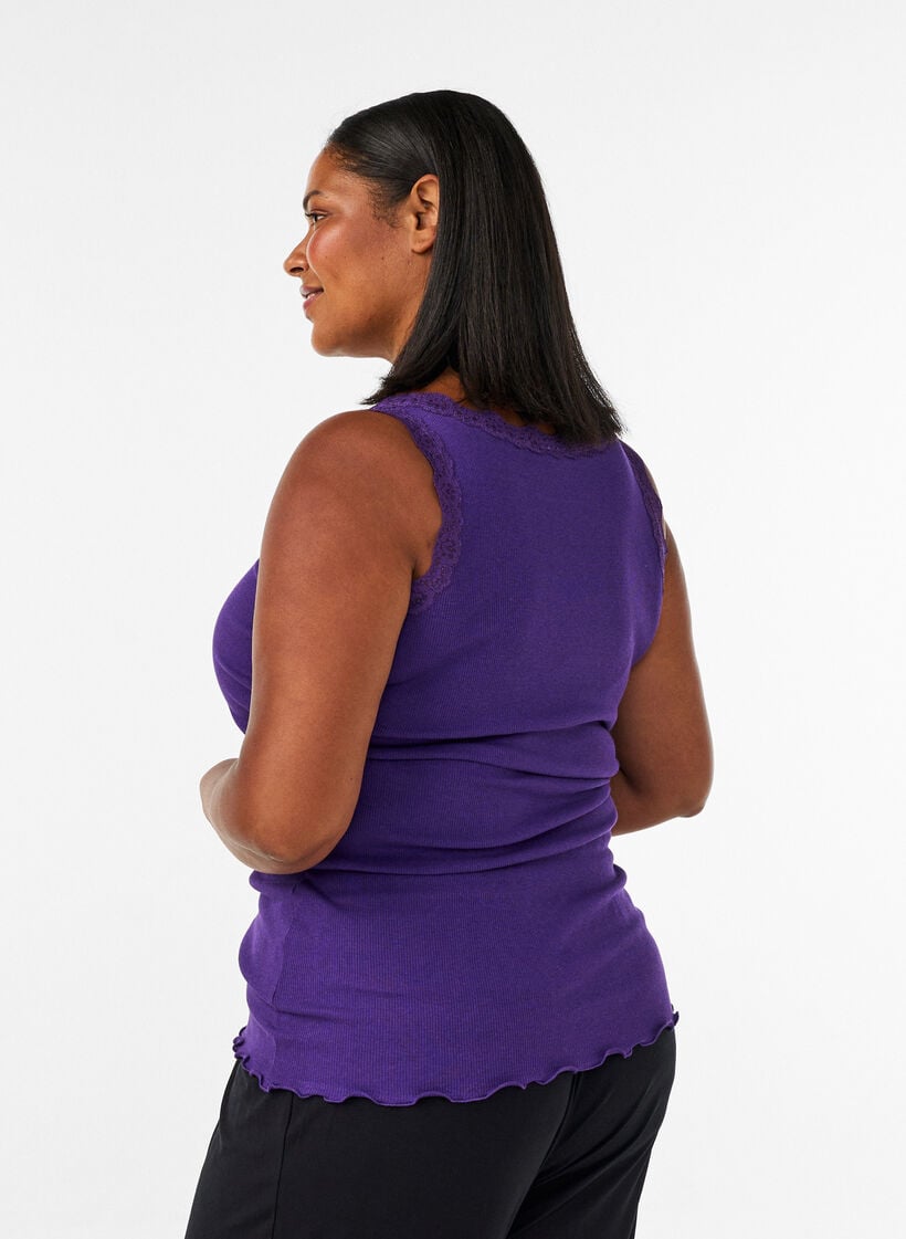 Top with lace trim, Purple, Model image number 2