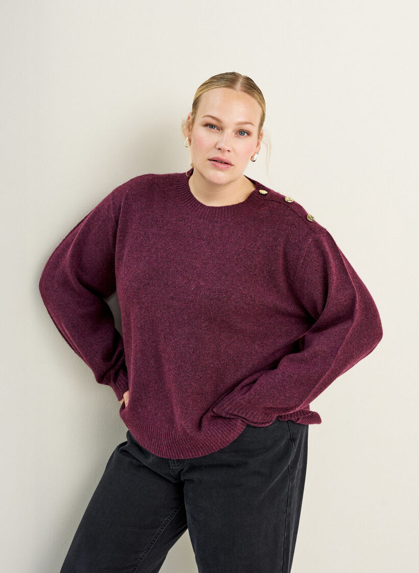 Knit blouse with button detail, Dark Bordeaux, Image image number 0