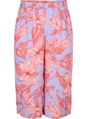Loose culotte trousers in viscose, Lavender Flower, Packshot image number 0