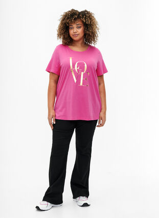 Cotton T-shirt with gold-colored text, R.Sorbet w.Gold Love, Model image number 2