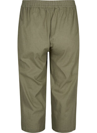 7/8 cotton blend pants with linen, Deep Lichen Green, Packshot image number 1
