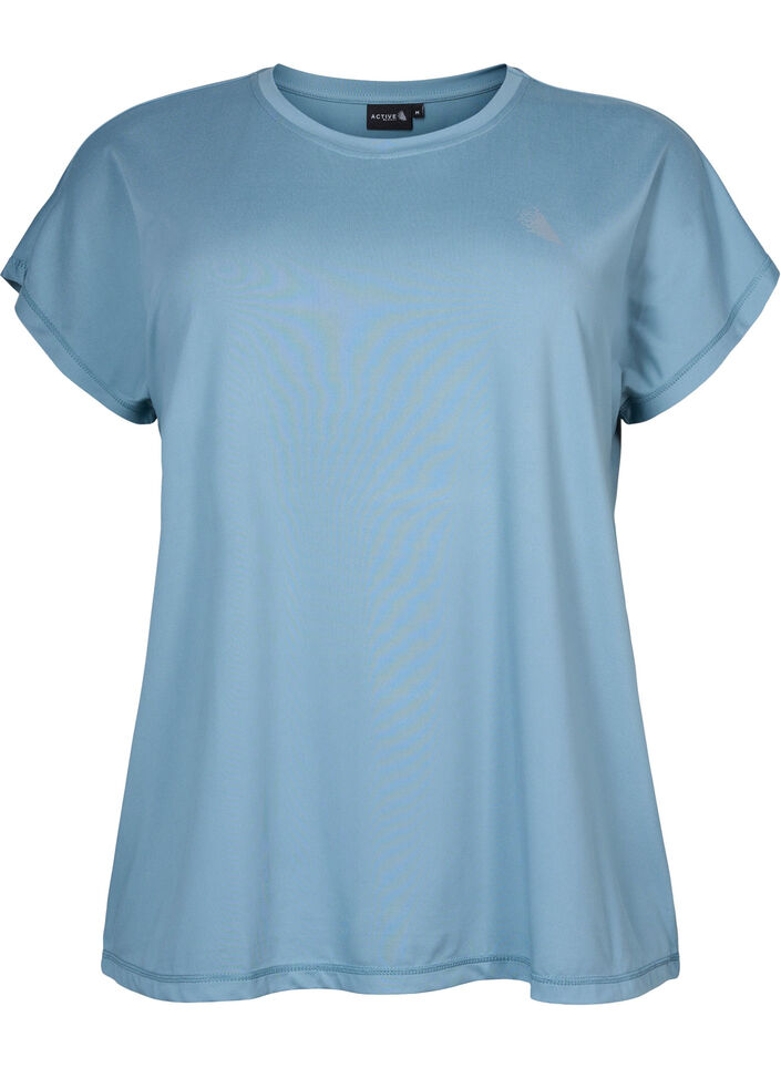 Short sleeved workout t-shirt, Smoke Blue, Packshot image number 0