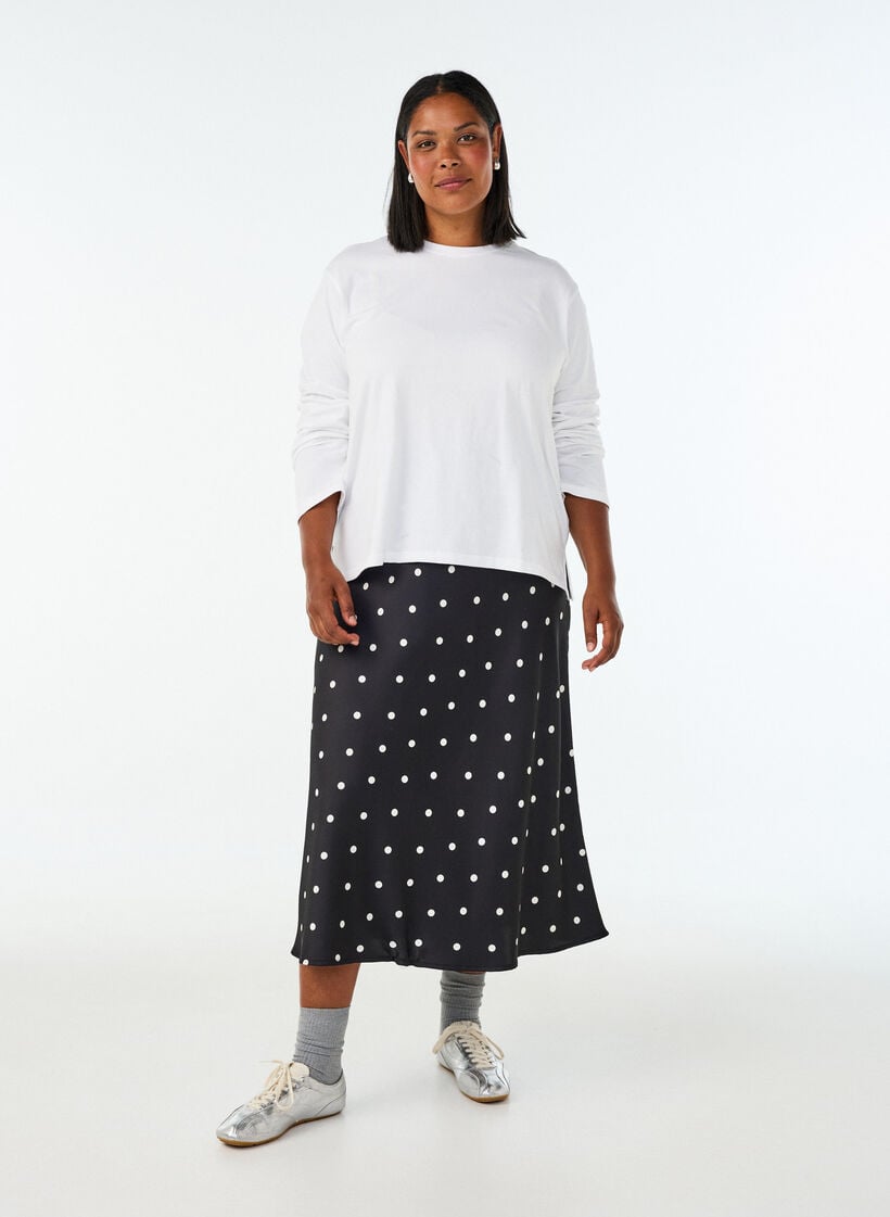 Basic t-shirt with long sleeves, White, Model image number 1