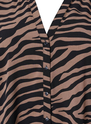 V-neck shirt with zebra print, Black/Brown Zebra, Packshot image number 2