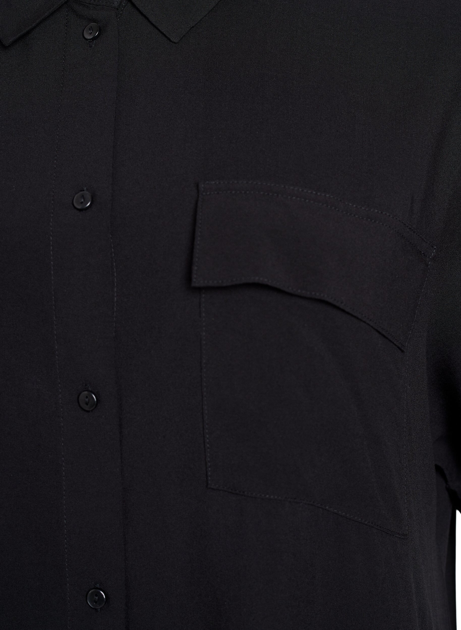 Zizzifashion FLASH - Long shirt dress with short sleeves, Black, Packshot image number 2