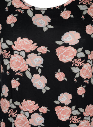 Floral viscose nightgown, Black Flower AOP, Packshot image number 2