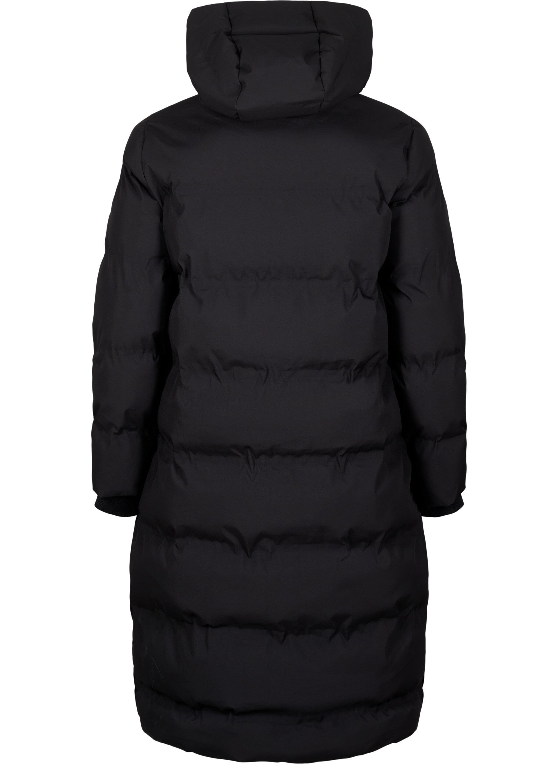 ZizzifashionLong puffer winter coat with hood, Black, Packshot image number 1