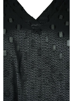 Textured tunic with long sleeves and v -neck, Black, Packshot image number 2