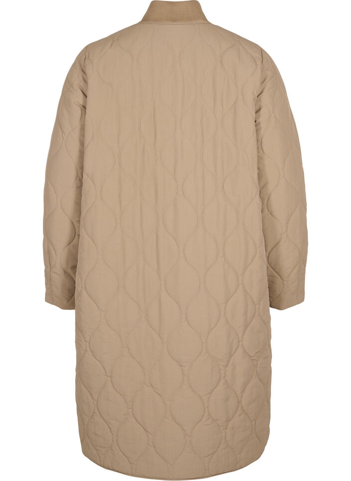 Long quilted jacket with zip and pockets, Amphora, Packshot image number 1