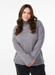 Knitted blouse with turtleneck and side buttons, Grey, Model image number 0