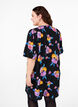 Dress with short puff sleeves and floral print, Black w. flower AOP, Model image number 1