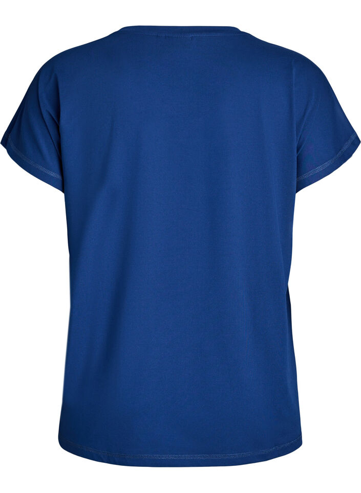 Loose training t-shirt with v-neck, Blue, Packshot image number 1