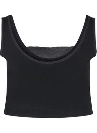 Seamless bra with lace detail, Black, Packshot image number 1